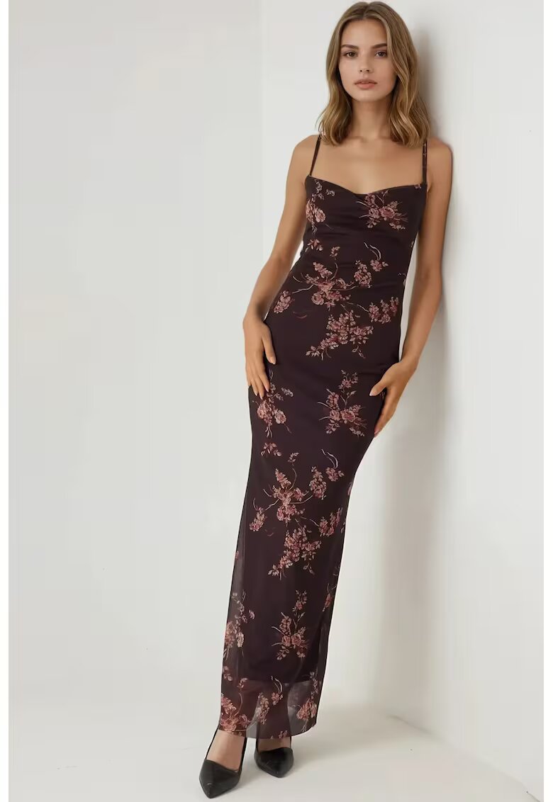 HiCCUP Rochie maxi - mulata - maro - jerseu