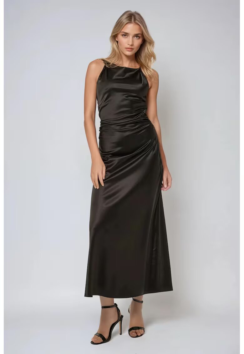 HiCCUP Rochie maxi - satin - negru - croiala standard - model drept