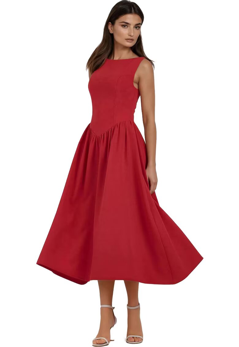 HiCCUP Rochie midi A - Rosu - Textil