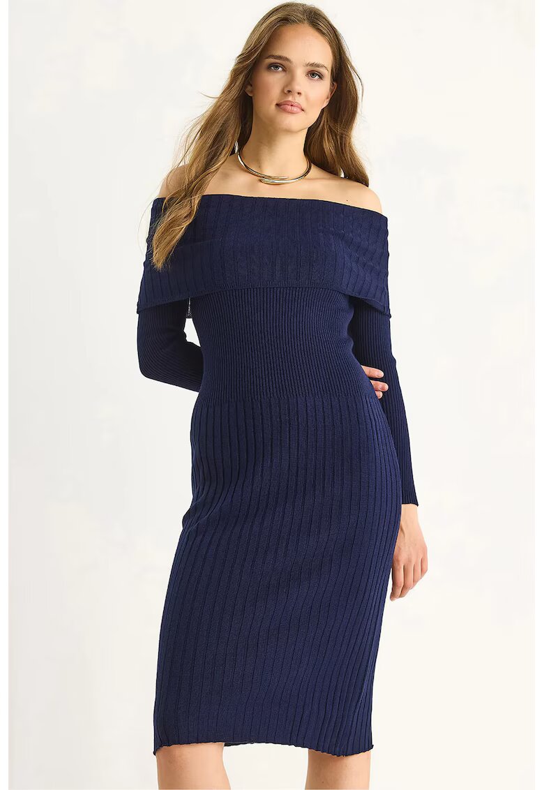 HiCCUP Rochie Midi - Albastru marin - Tricot -