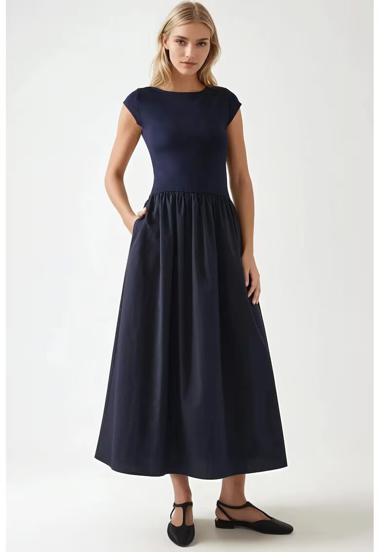 HiCCUP Rochie midi - albastru - material usor - design elegant
