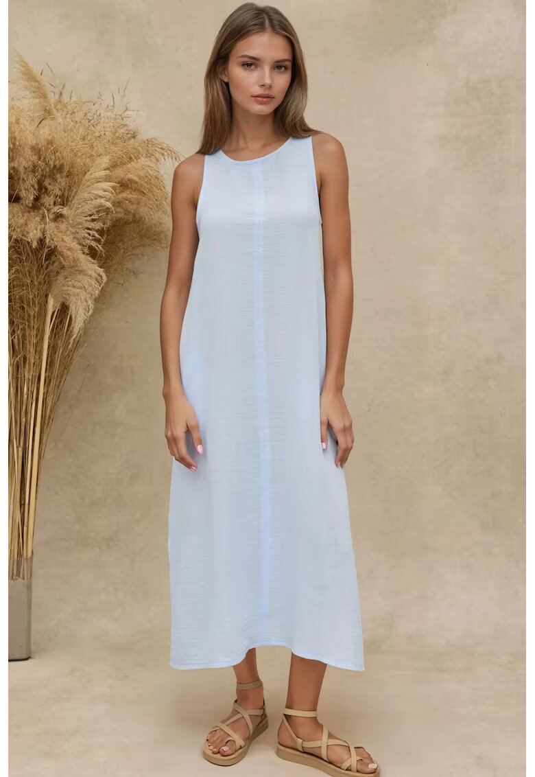 HiCCUP Rochie midi - bumbac texturat - albastru