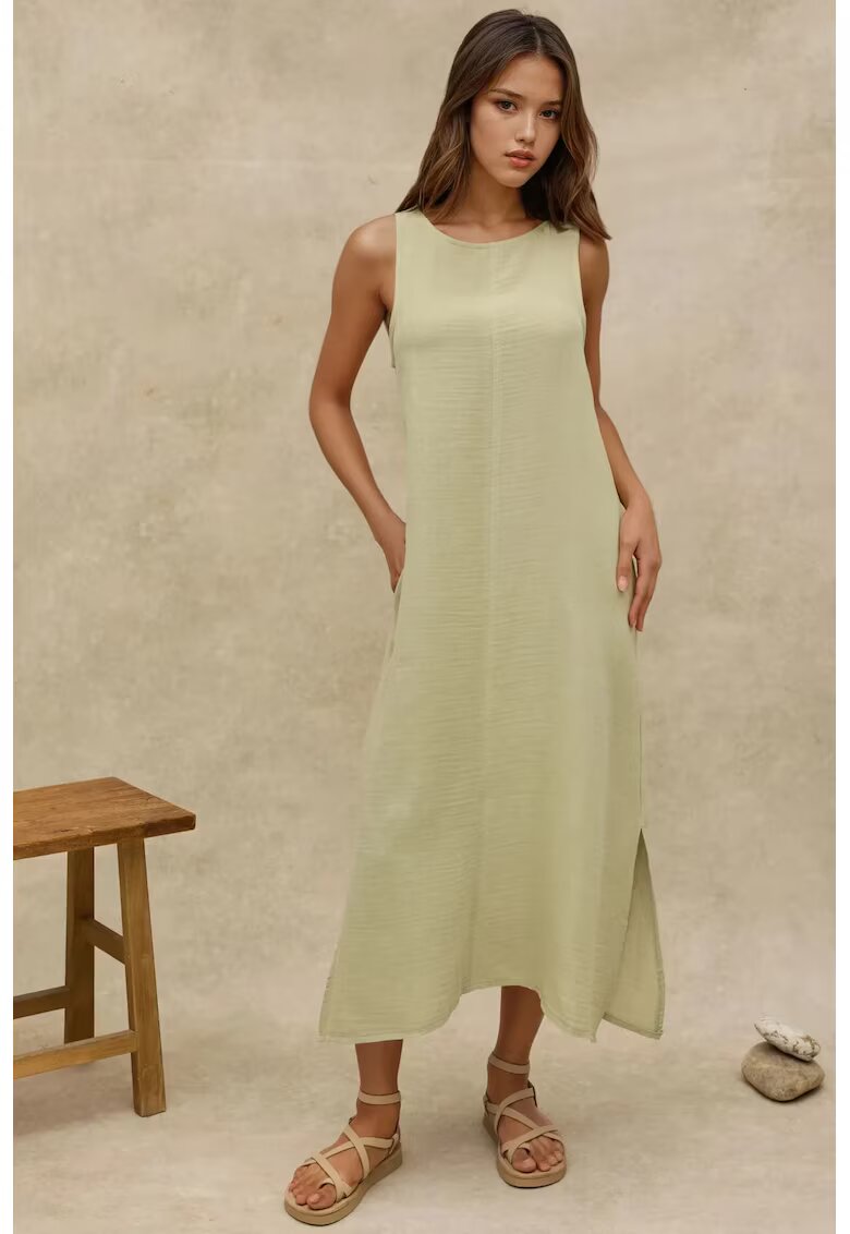 HiCCUP Rochie midi - bumbac texturat - verde