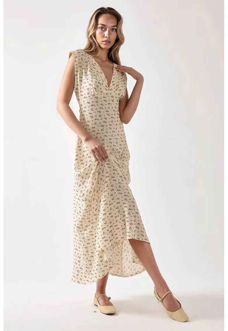 HiCCUP Rochie midi - decolteu in V - imprimeu floral - multicolor - jerseu