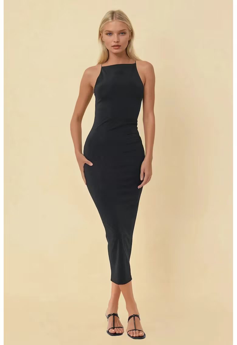 HiCCUP Rochie midi - guler halter - jerseu - negru