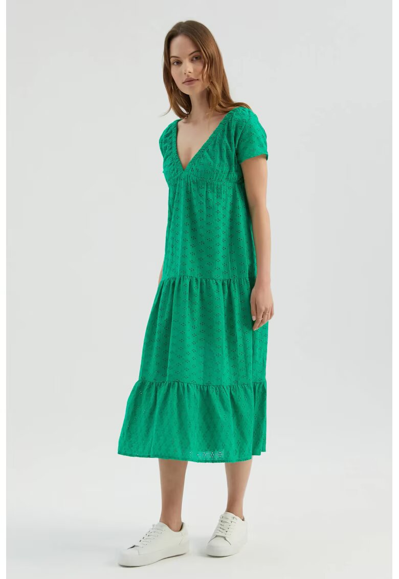 HiCCUP Rochie midi model geometric - straturi - verde - textil