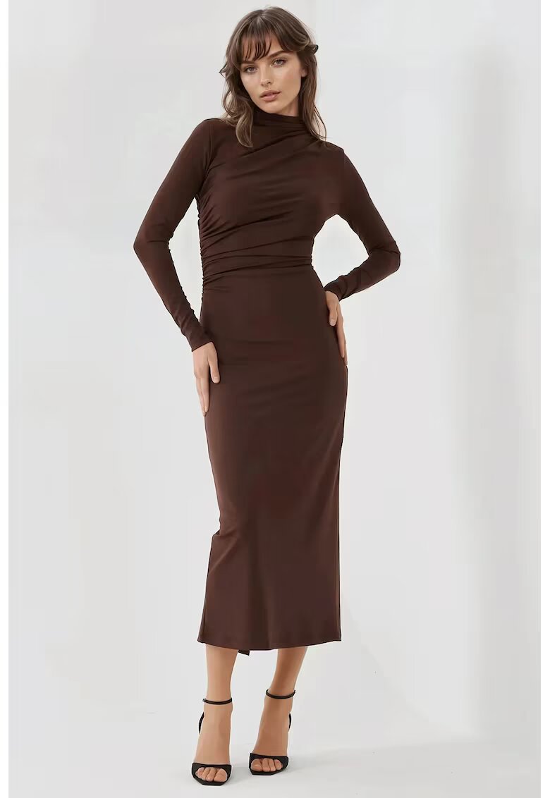 HiCCUP Rochie midi - mulata - culoare maro - jerseu