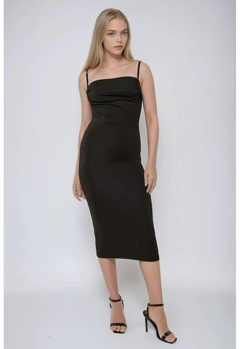 HiCCUP Rochie midi mulata - guler inalt - negru - jerseu