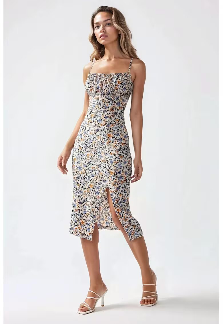 HiCCUP Rochie midi mulata - imprimeu floral - crapatura - multicolor - jerseu