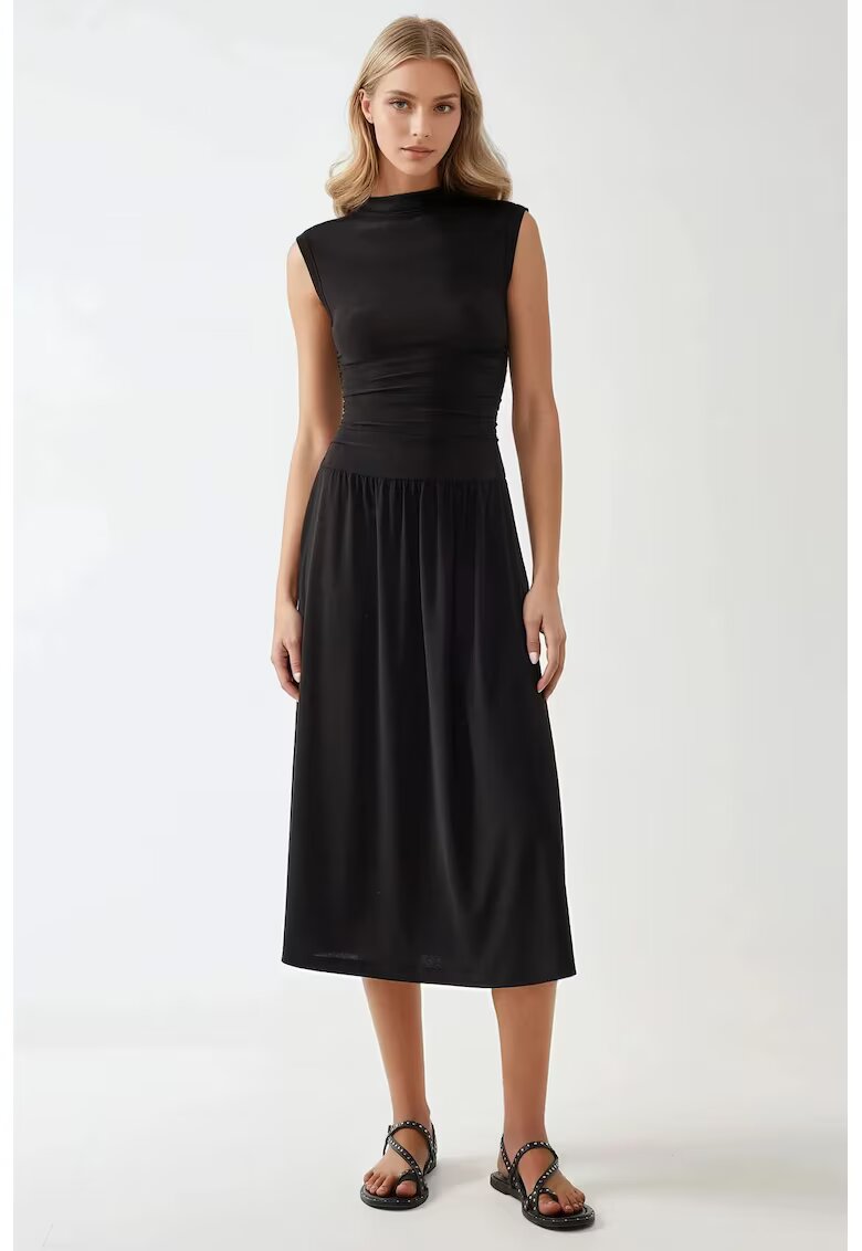 HiCCUP Rochie midi neagra - jerseu - Negru