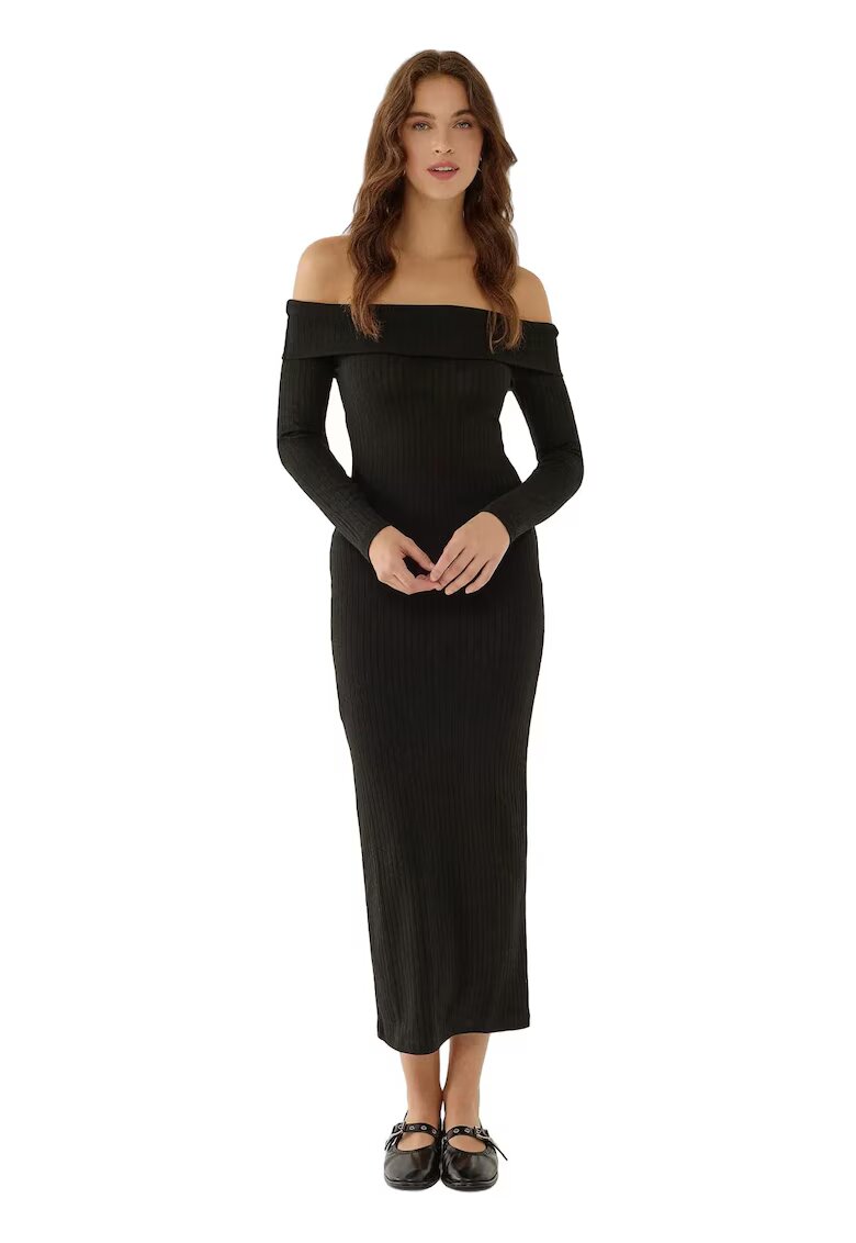 HiCCUP Rochie midi - Negru - Viscoz/Poliester