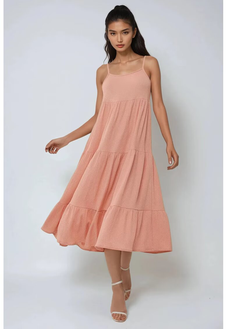 HiCCUP Rochie midi - texturata - roz - jerseu