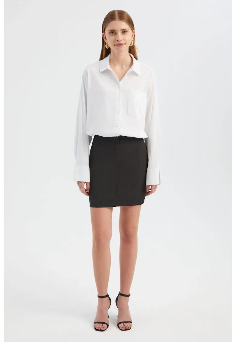 HiCCUP Rochie mini camasa combinata - alb - material textil
