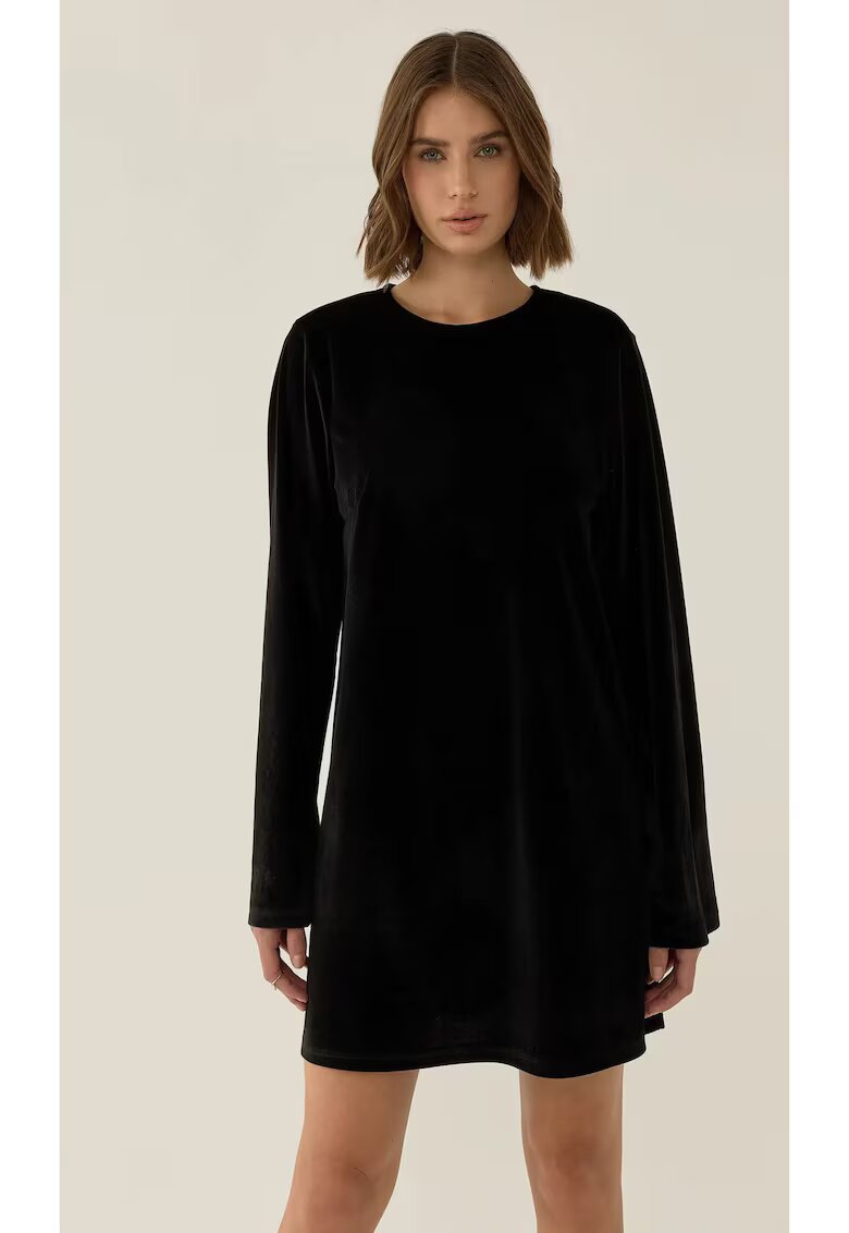 HiCCUP Rochie mini - catifea cu spate deschis si funda - negru