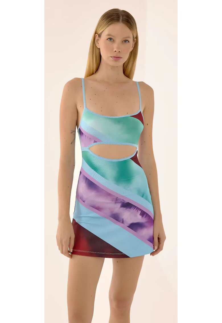 HiCCUP Rochie mini - colorata cu decupaje - multicolor - poliester si elastan