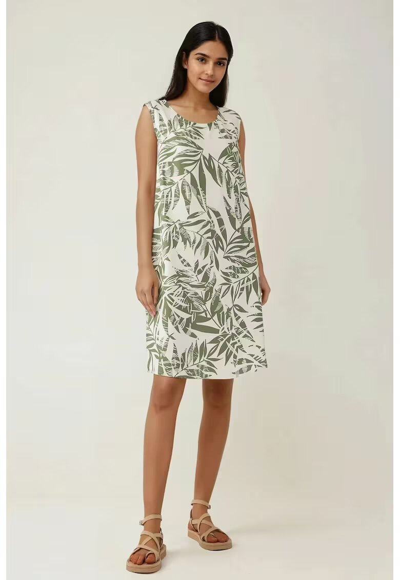 HiCCUP Rochie mini croiala in A - imprimeu floral - verde - textil
