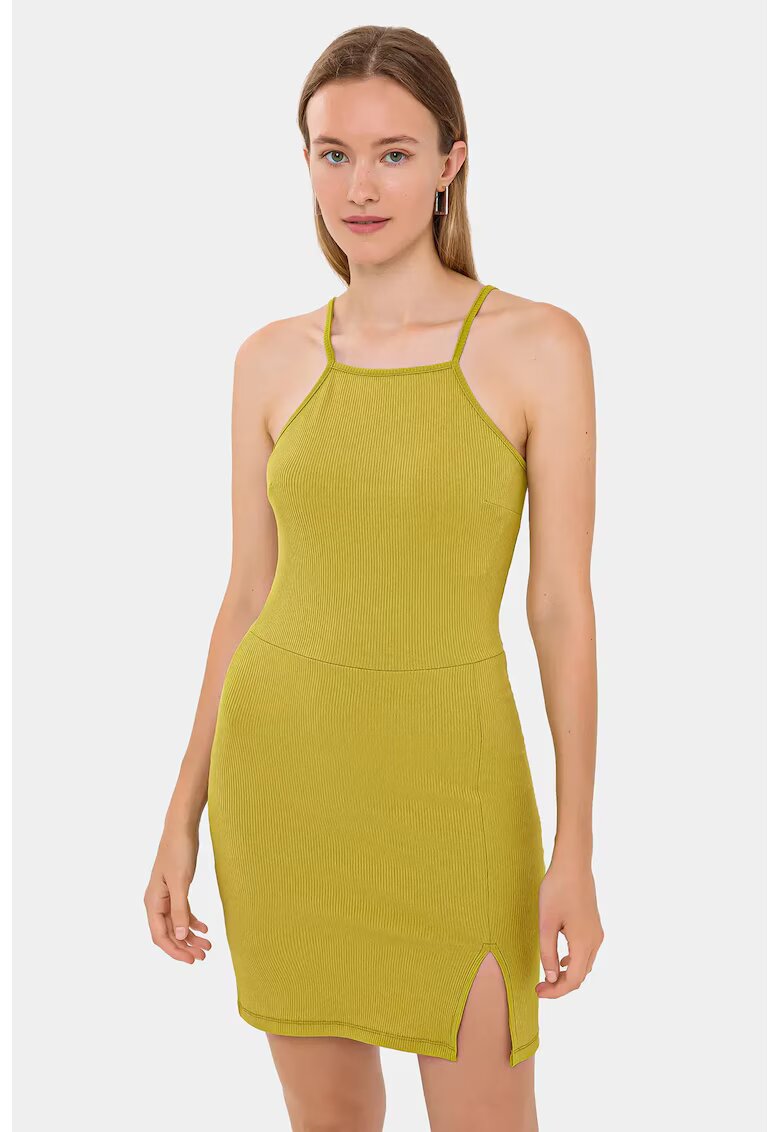 HiCCUP Rochie mini - Fara maneci - Decolteu halter - Verde - Elastan/Poliester