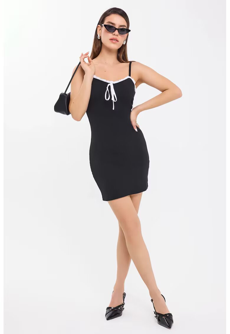 HiCCUP Rochie mini - fara maneci - decolteu in forma de inima - negru - poliester
