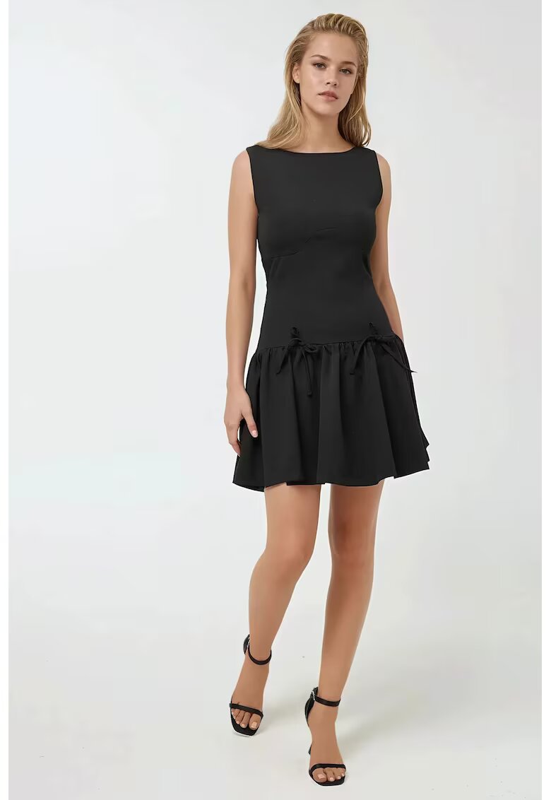 HiCCUP Rochie mini - mulata cu funde - neagra - bumbac