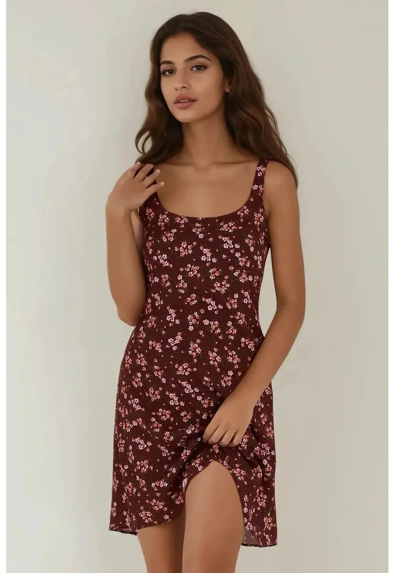 HiCCUP Rochie mini - mulata cu imprimeu - maro - textil
