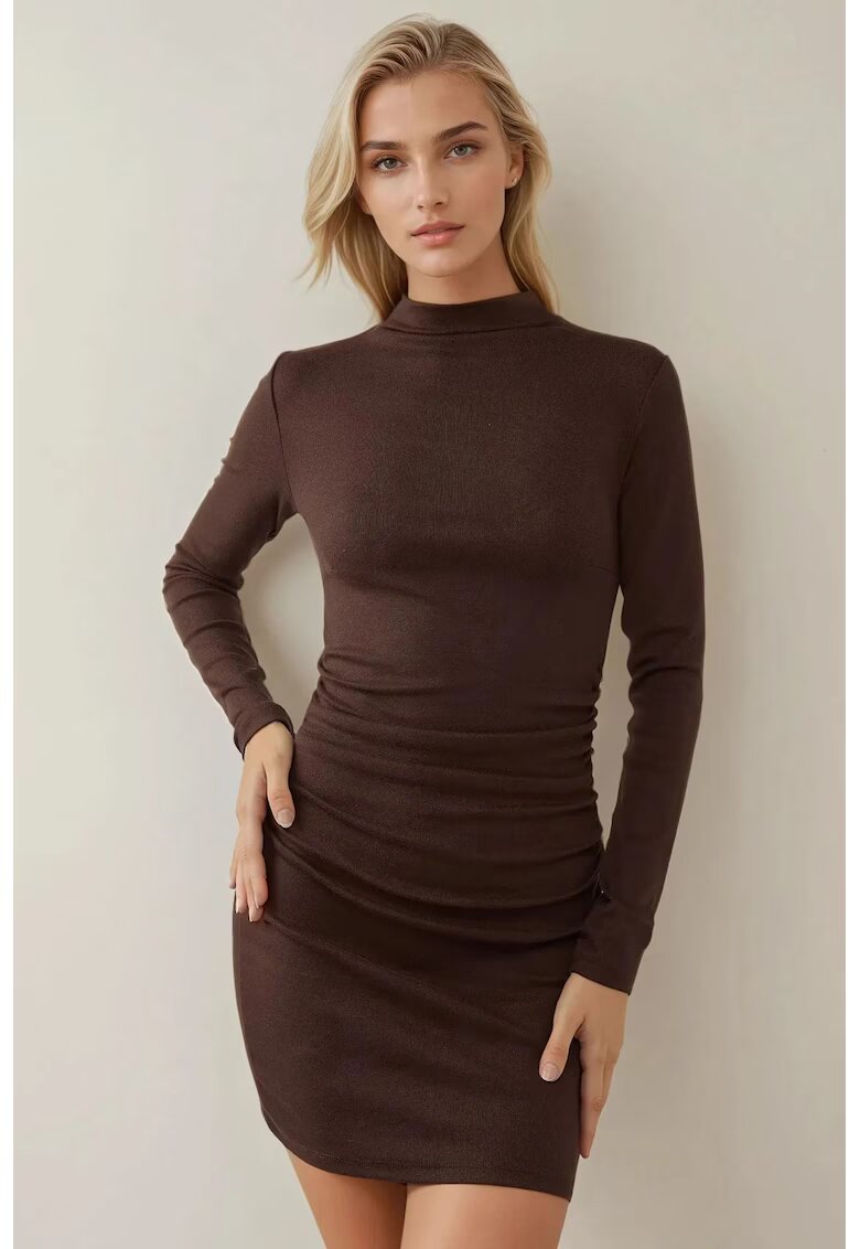 HiCCUP Rochie mini - mulata - culoare maro - bumbac