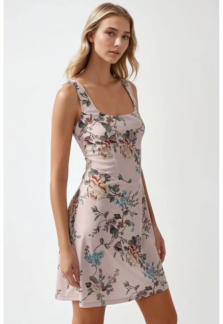 HiCCUP Rochie mini - mulata - decolteu patrat - multicolor - jerseu