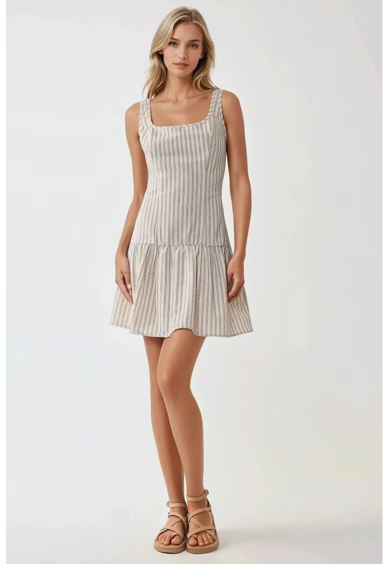 HiCCUP Rochie mini - mulata - guler patrat - bej - textil