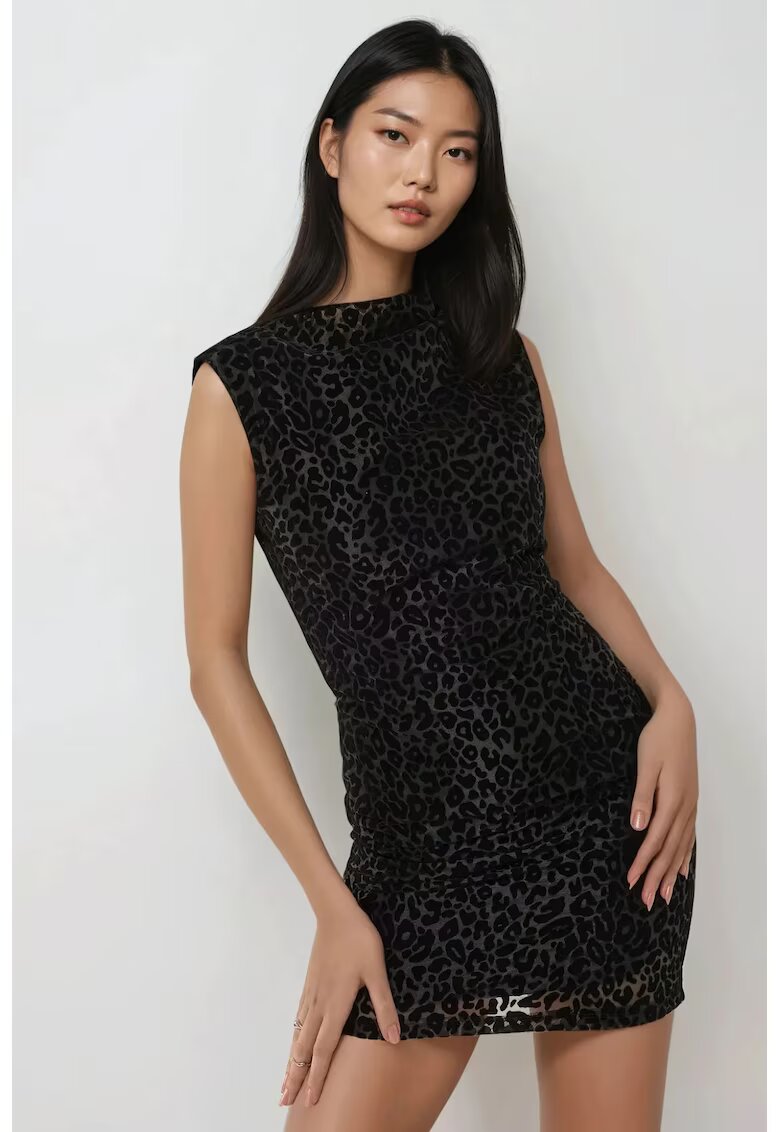 HiCCUP Rochie mini - mulata - imprimeu leopard - negru - textil