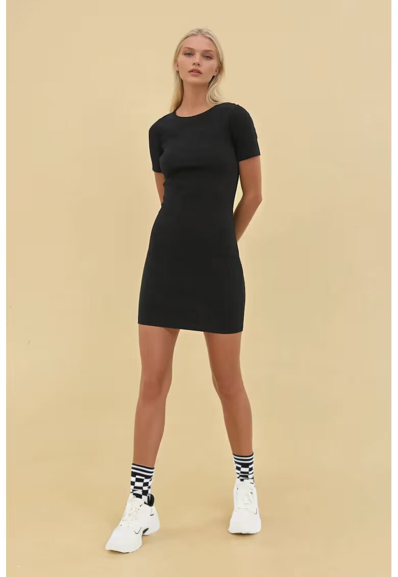 HiCCUP Rochie mini - mulata - maneca scurta - negru - jerseu