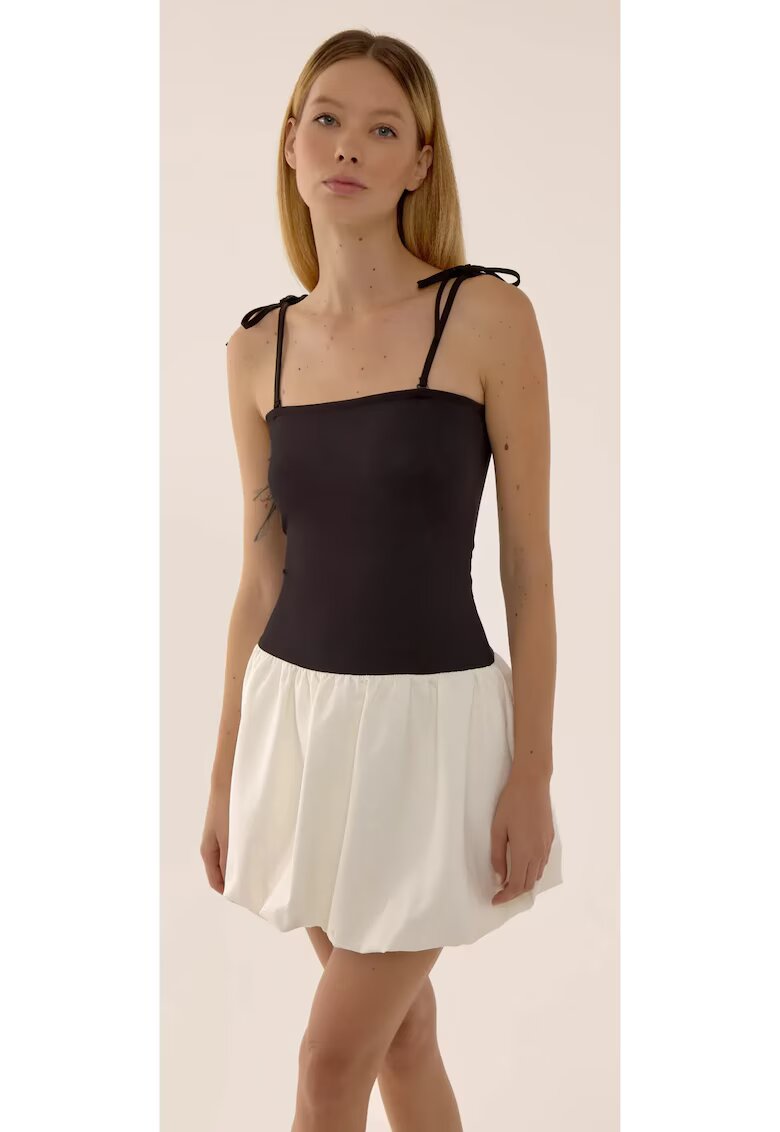 HiCCUP Rochie mini - slim fit - decolteu patrat - tiv tip gogosar - neagra - poliester