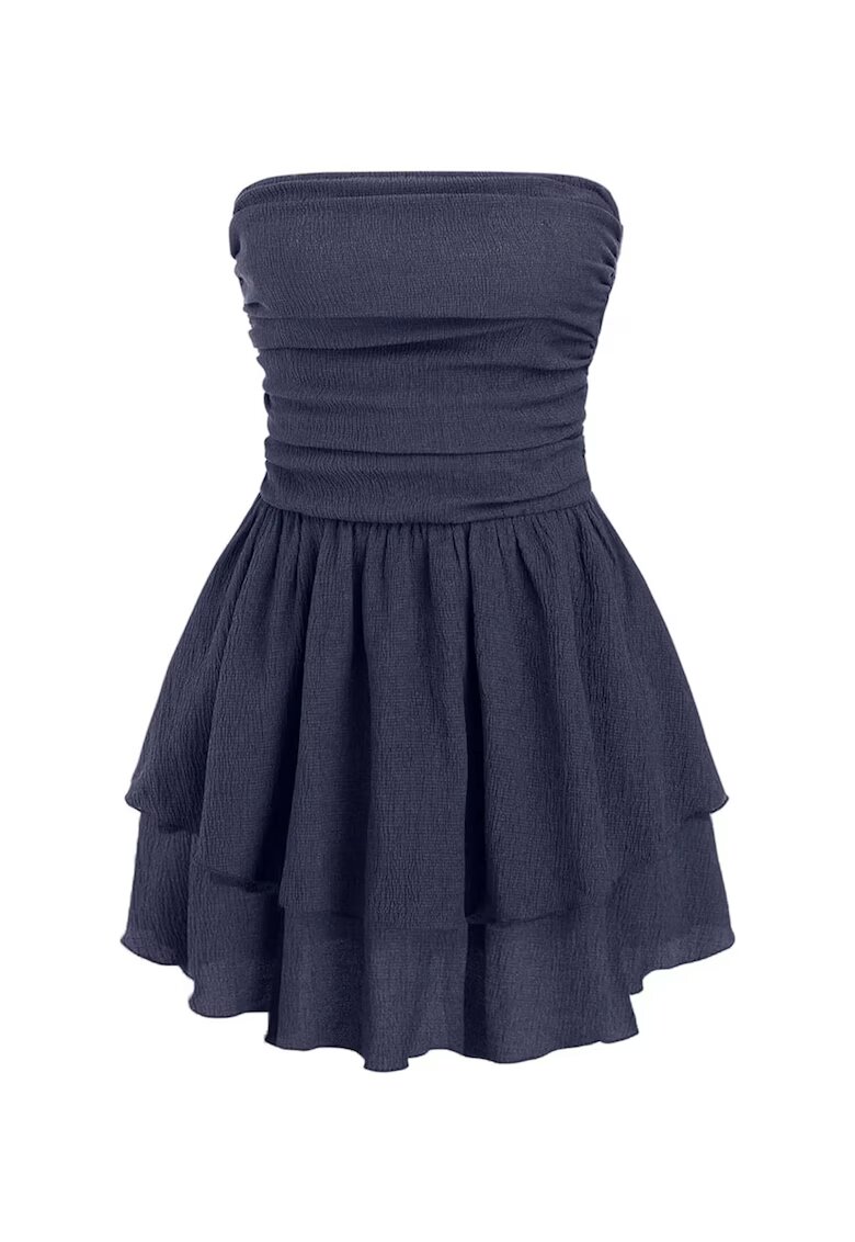 HiCCUP Rochie mini - texturata - cu volane - albastra - jerseu - Albastru mdwqfarin