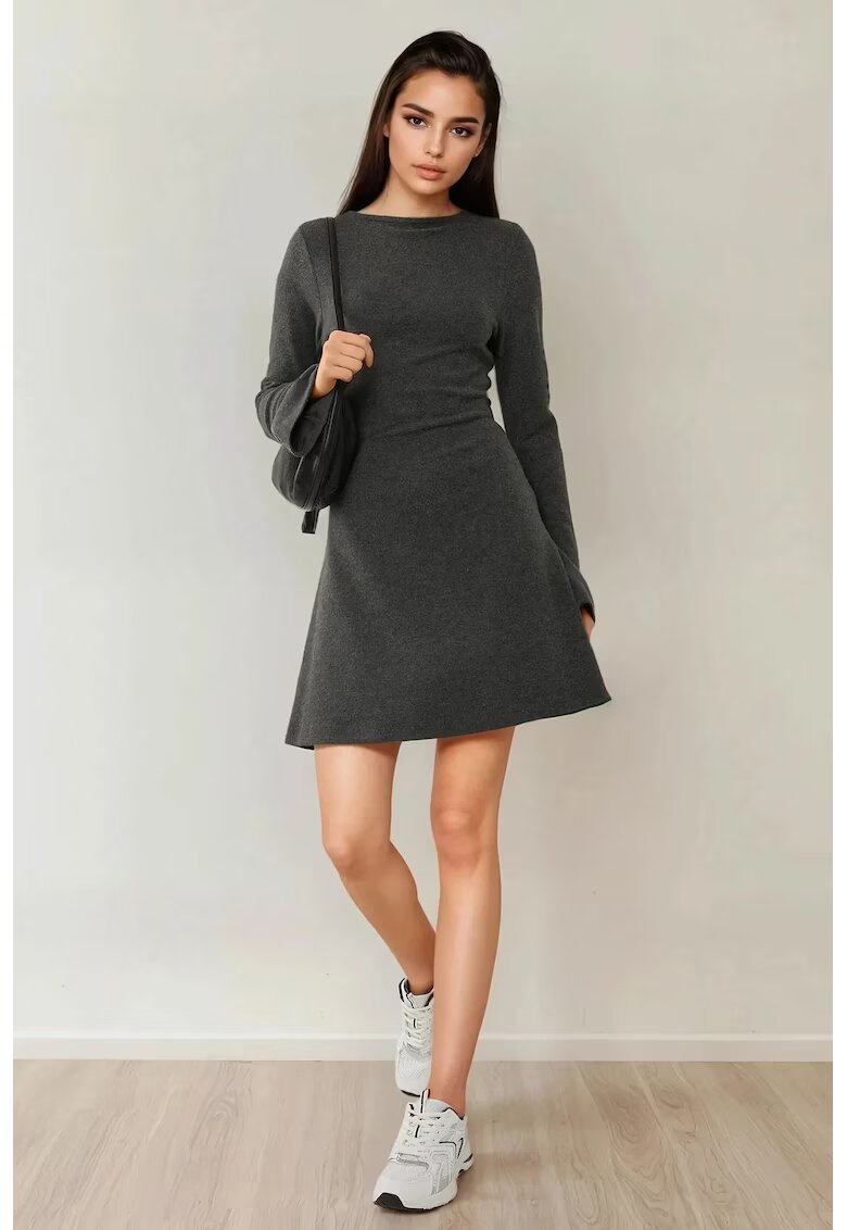 HiCCUP Rochie mini - texturata - decolteu tip barca - negru