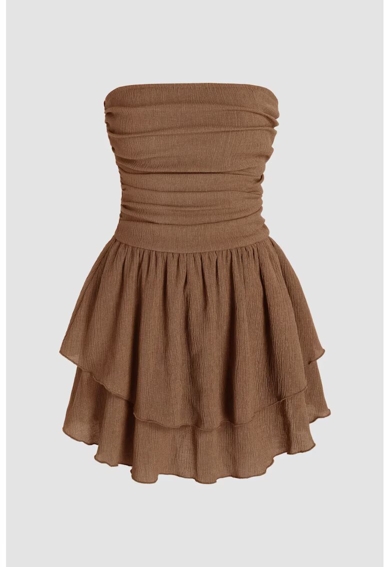 HiCCUP Rochie mini - texturata -volane - Bej Natural