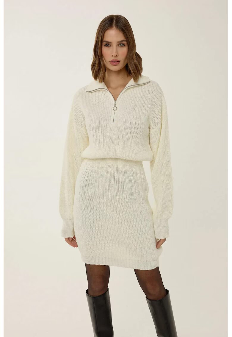 HiCCUP Rochie mini tricotata - talie inalta - bej - jerseu