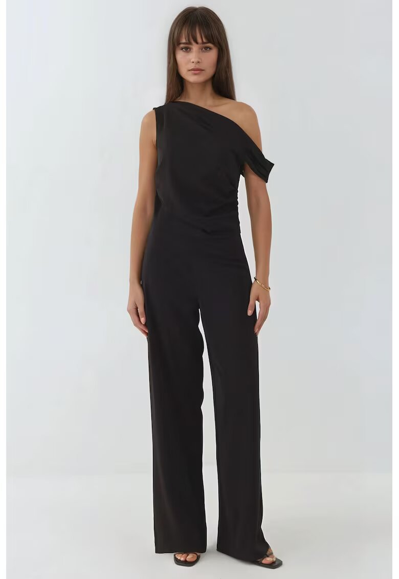 HiCCUP Salopeta dama - cu guler asimetric - croi larg - textil - negru