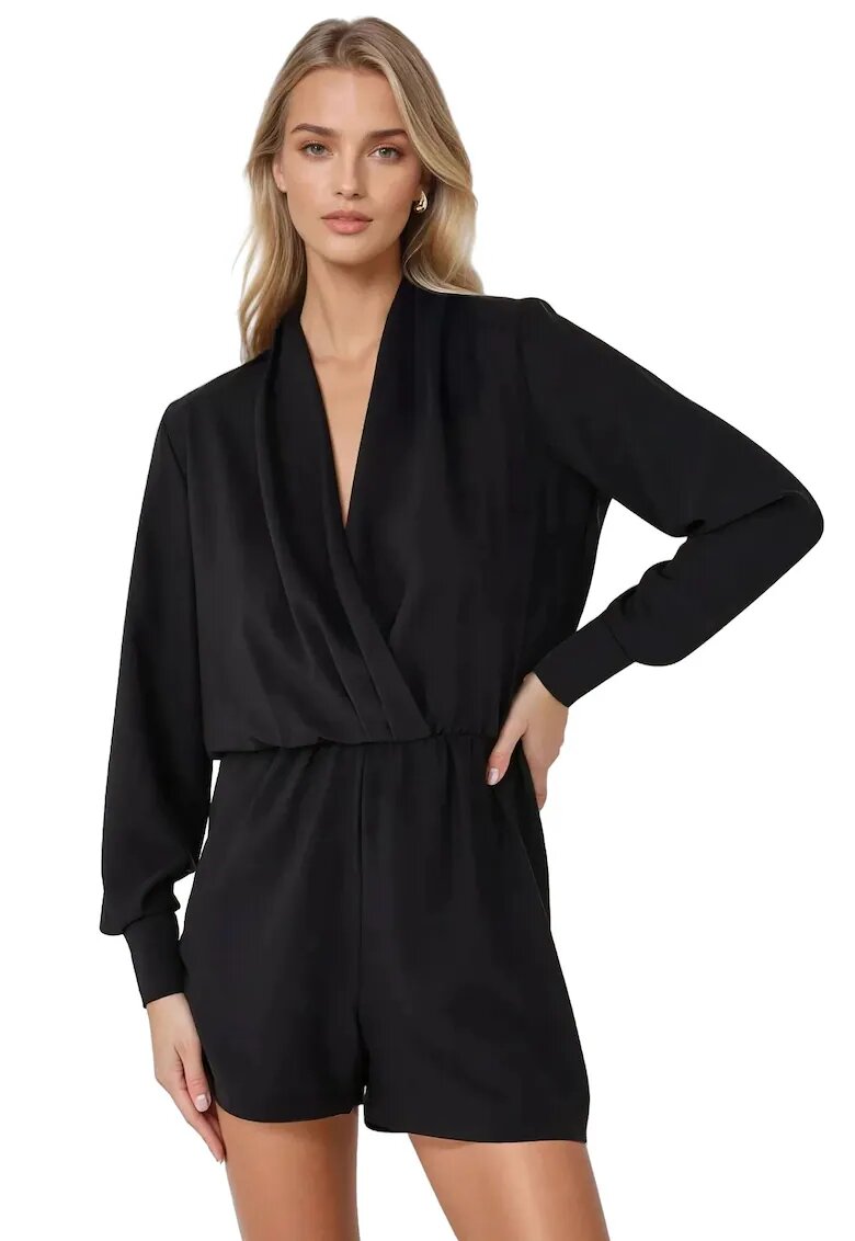 HiCCUP Salopeta dama - Mini - Decolteu adanc in V - Negru - Textil