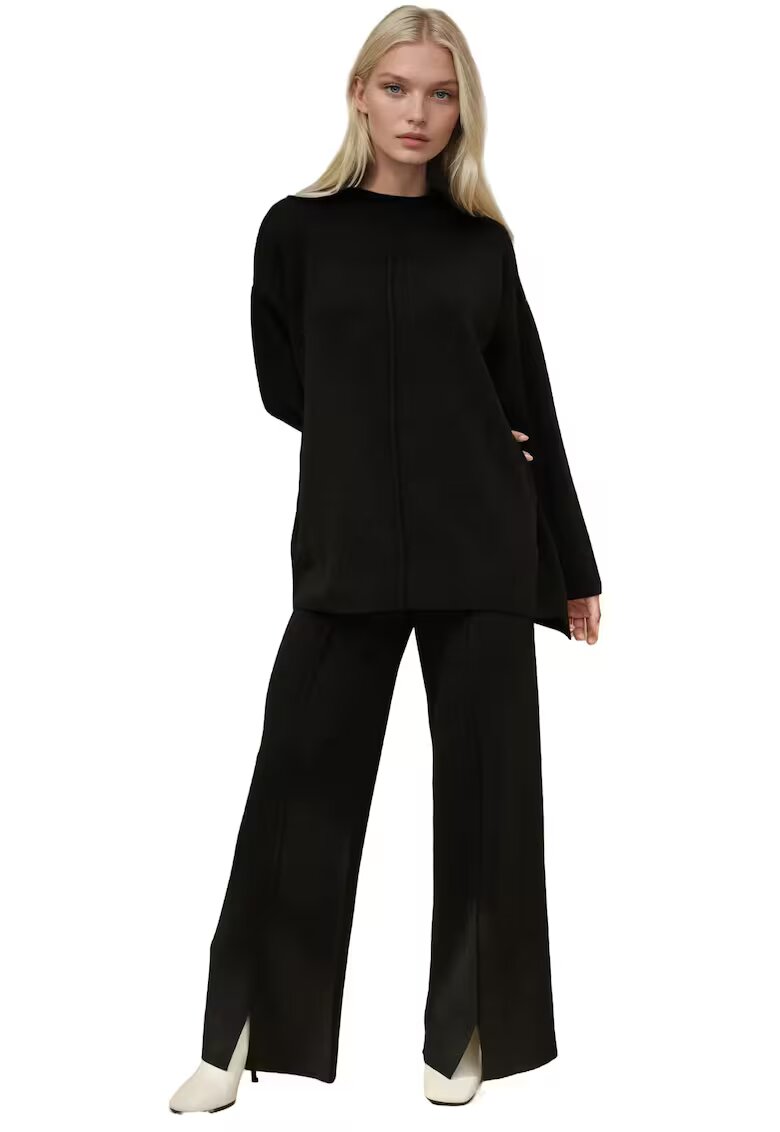 HiCCUP Set coompleu pulover lung si pantaloni largi - tricot - negru