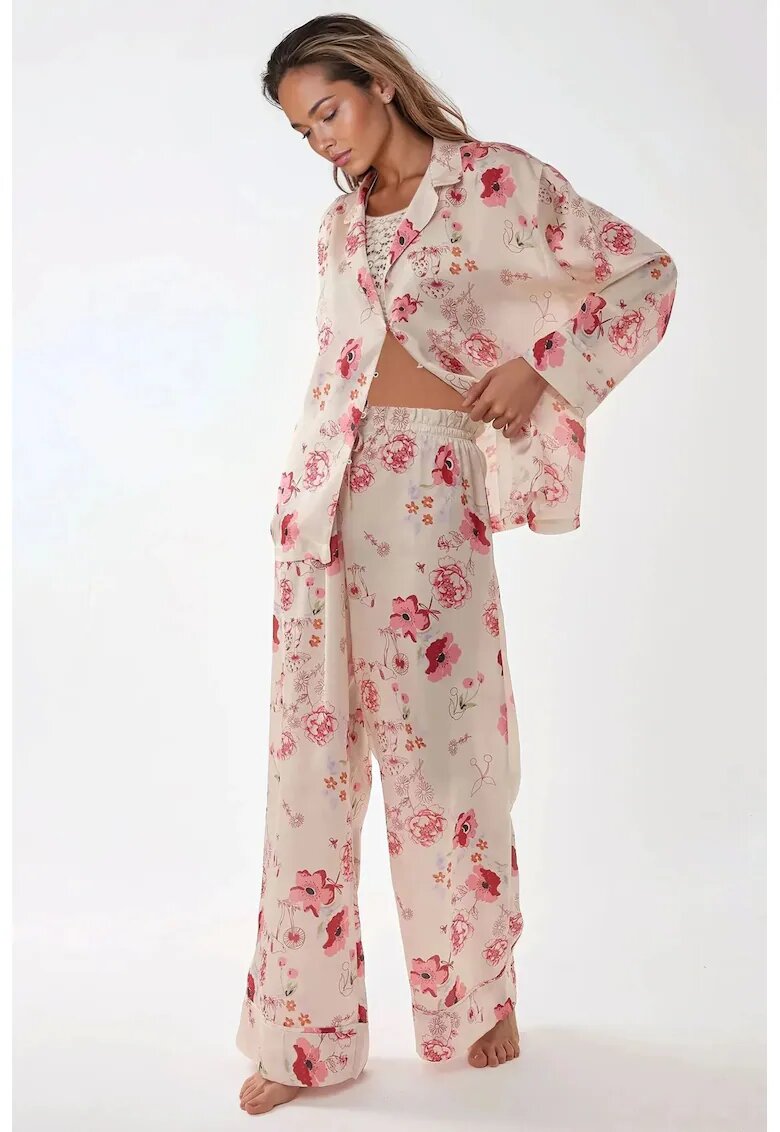 HiCCUP Set pijama dama - satin imprimat - croiala lejera - multicolor