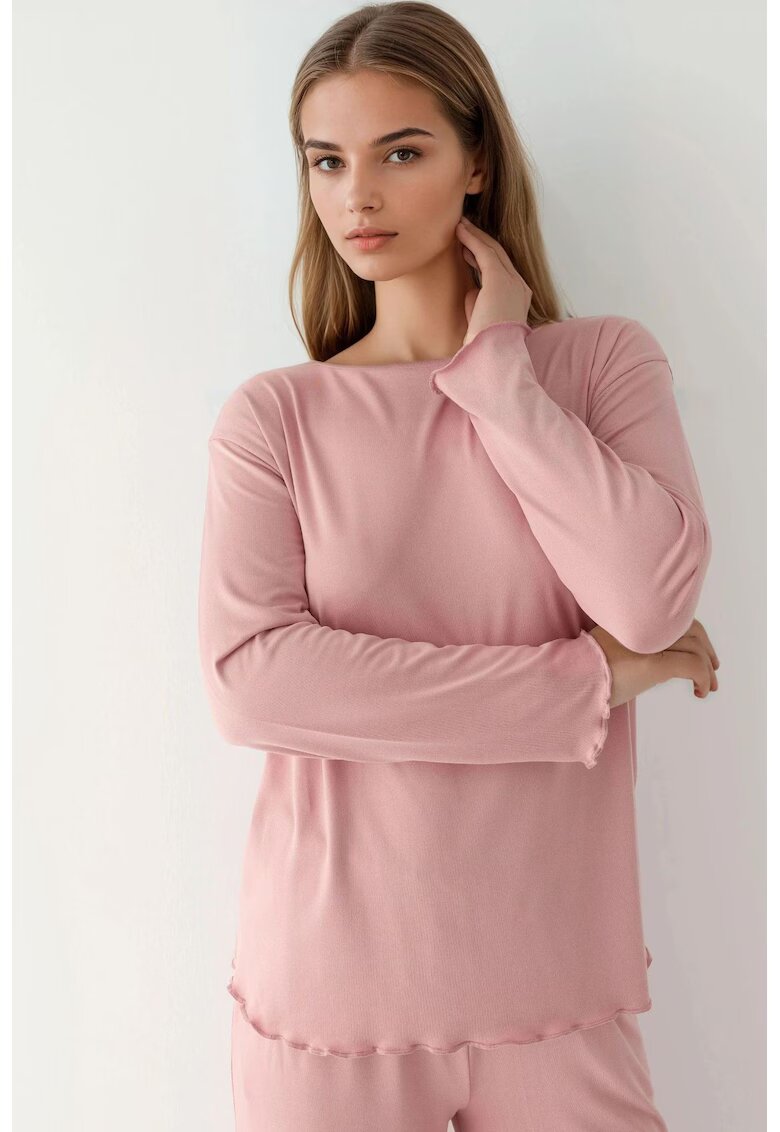 HiCCUP Set pijama - maneca lunga - croiala lejera - roz pudrat - jerseu - set