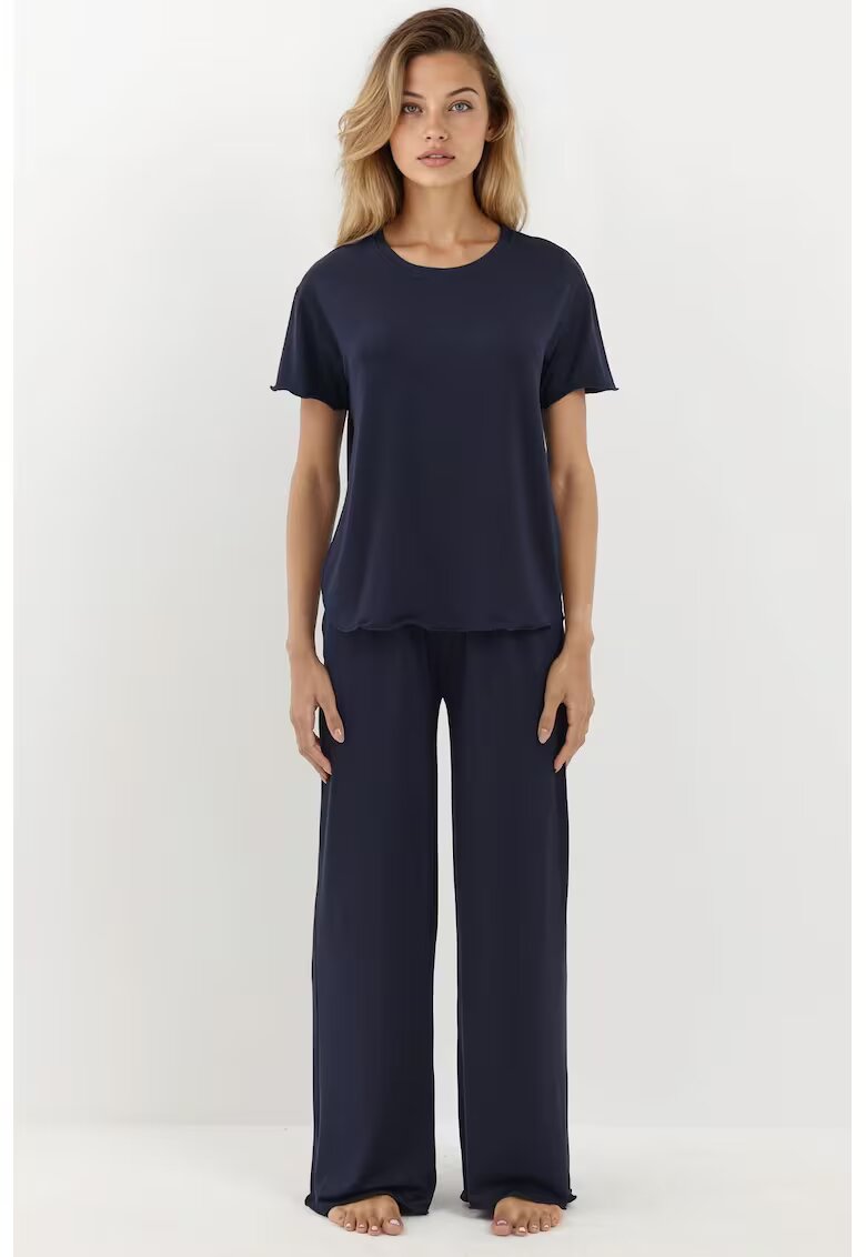 HiCCUP Set pijamale dama Relax Fit - moale - bleumarin - jerseu