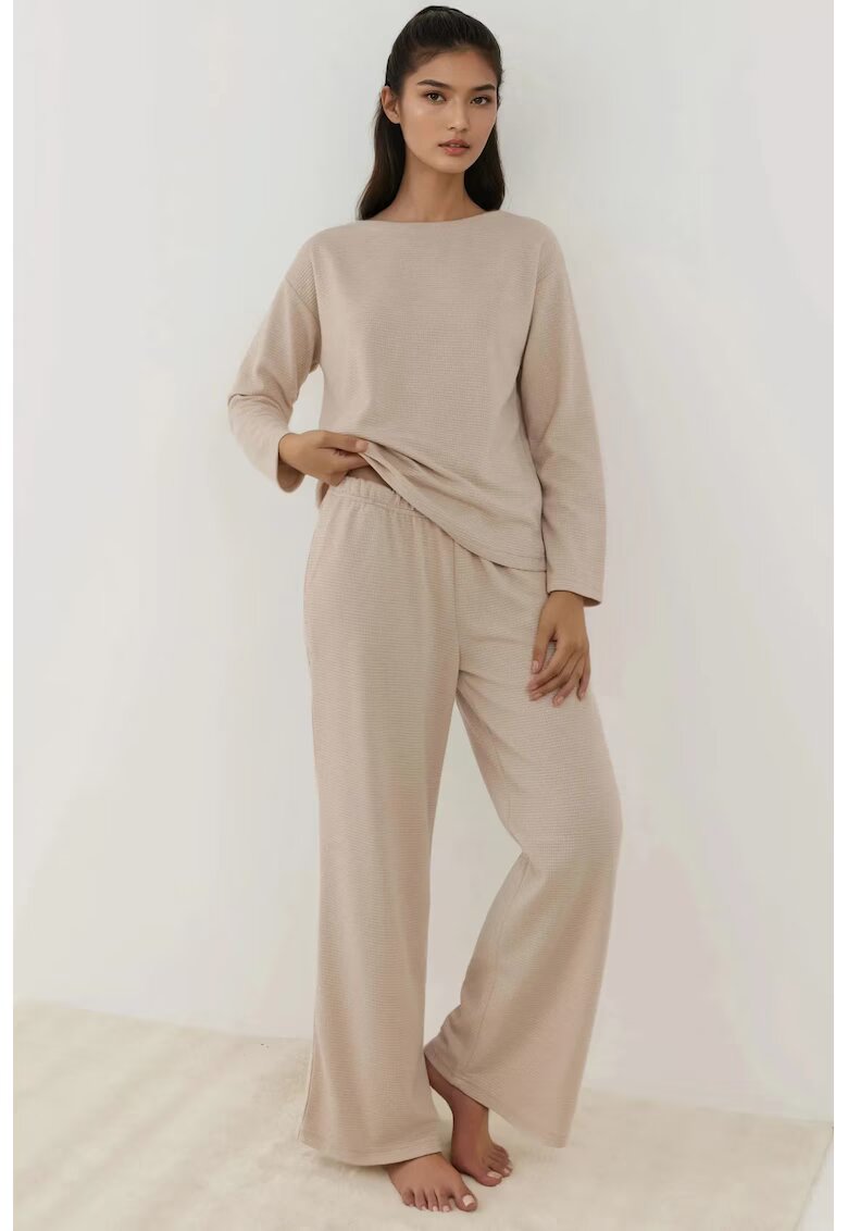 HiCCUP Set pijamale texturate - jerseu - bej