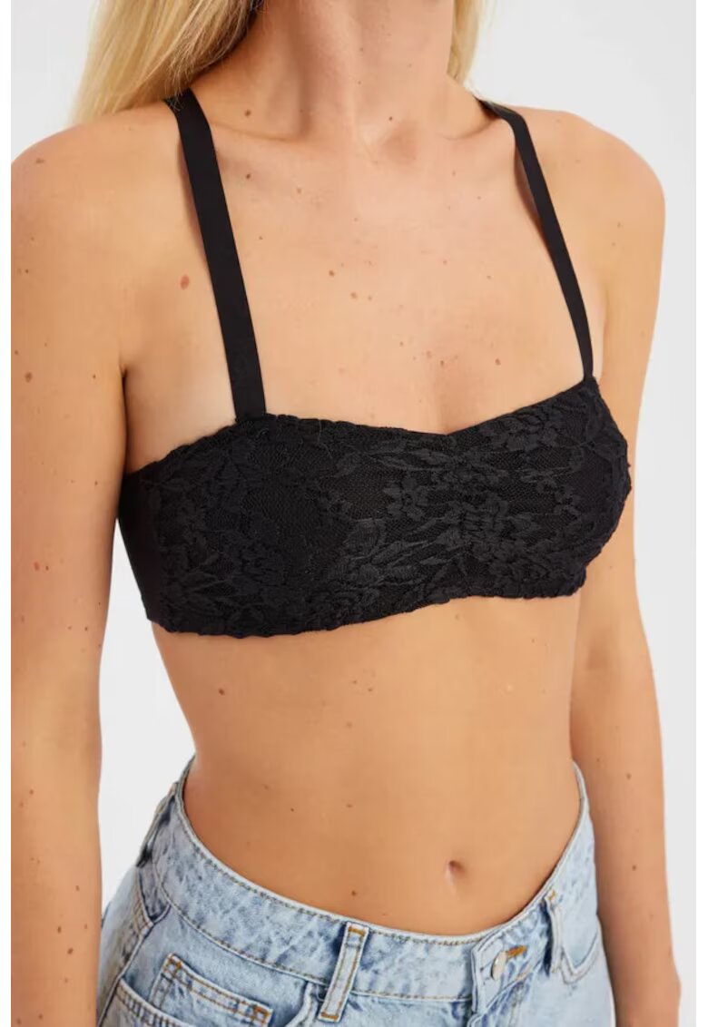 HiCCUP Sutien cu bretele - decolteu in forma de inima - albastru denim - textil