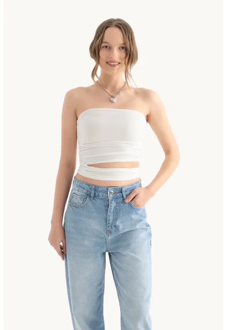 HiCCUP Top bandeau fara bretele - decupat - alb - textil