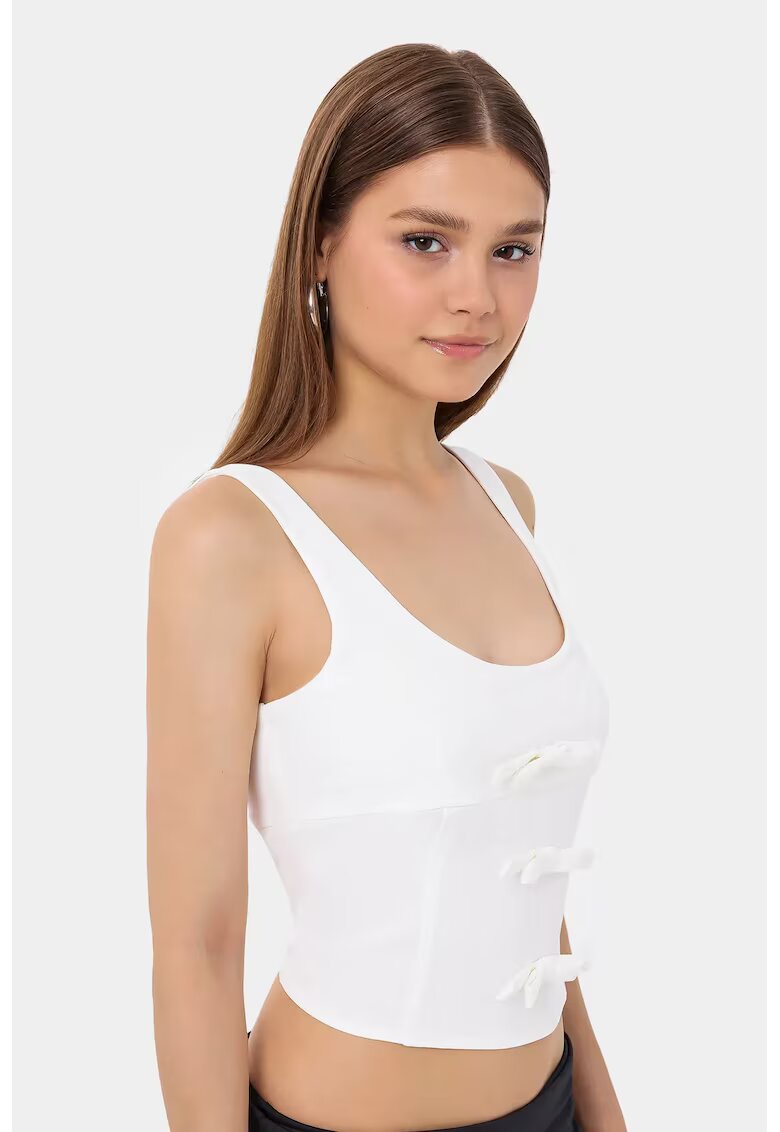 HiCCUP Top bodycon - fara maneci - alb - textil
