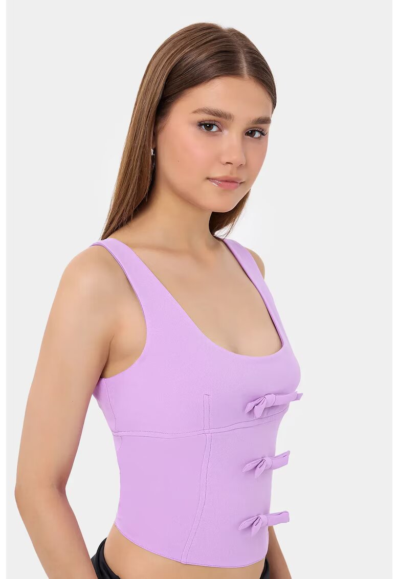 HiCCUP Top bodycon - fara maneci - violet - textil