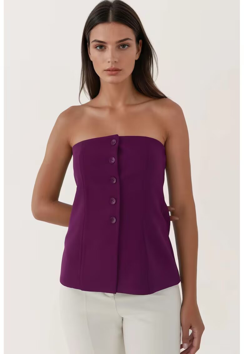 HiCCUP Top fara bretele dama textil - cu nasturi - mov