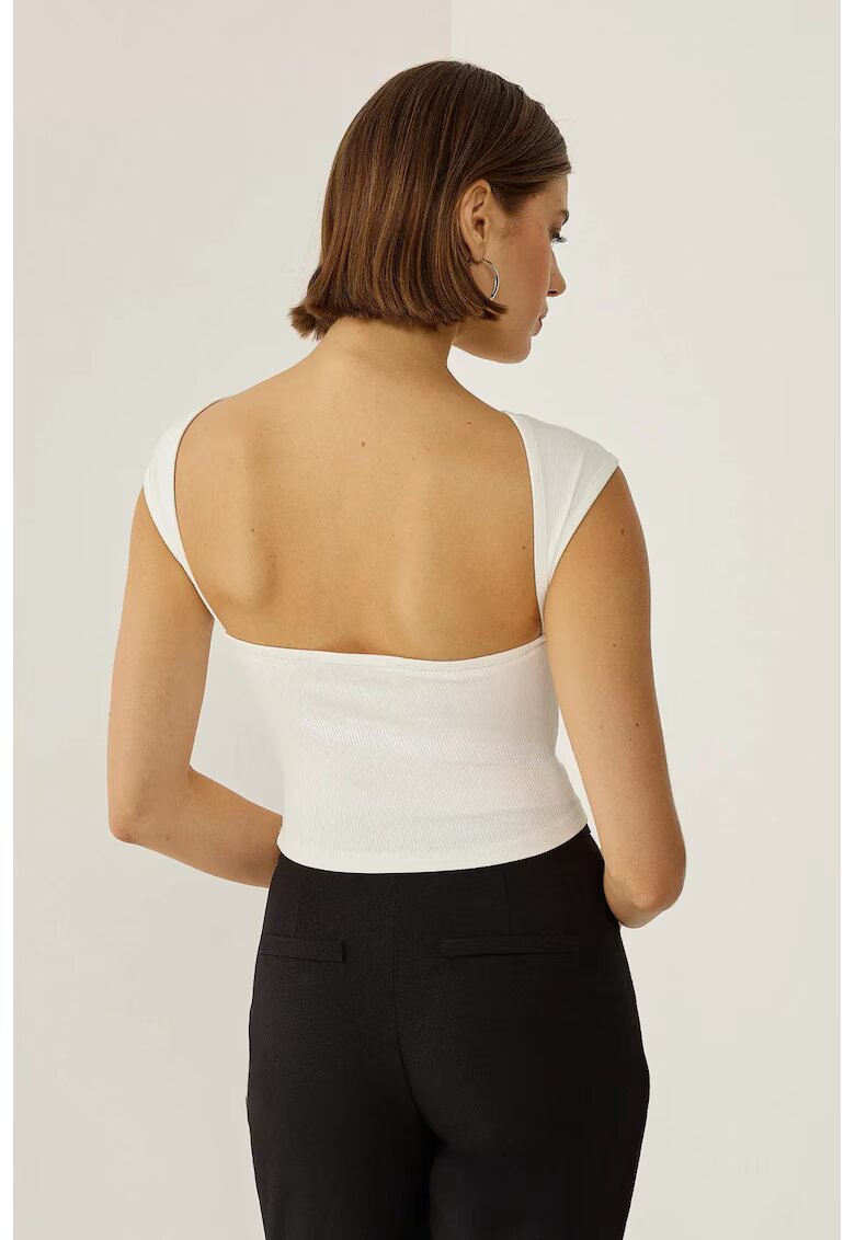 HiCCUP Top scurt crop cu deschis - alb - bumbac
