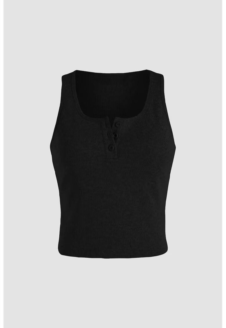 HiCCUP Top scurt - cu nasturi - negru - jerseu poliester