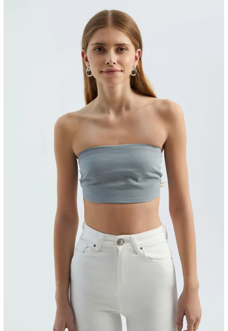 HiCCUP Top scurt - fara bretele - elegant - gri - textil