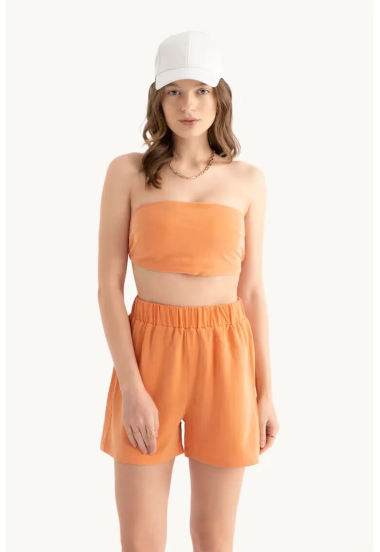 HiCCUP Top scurt - portocaliu - textil - fara bretele.
